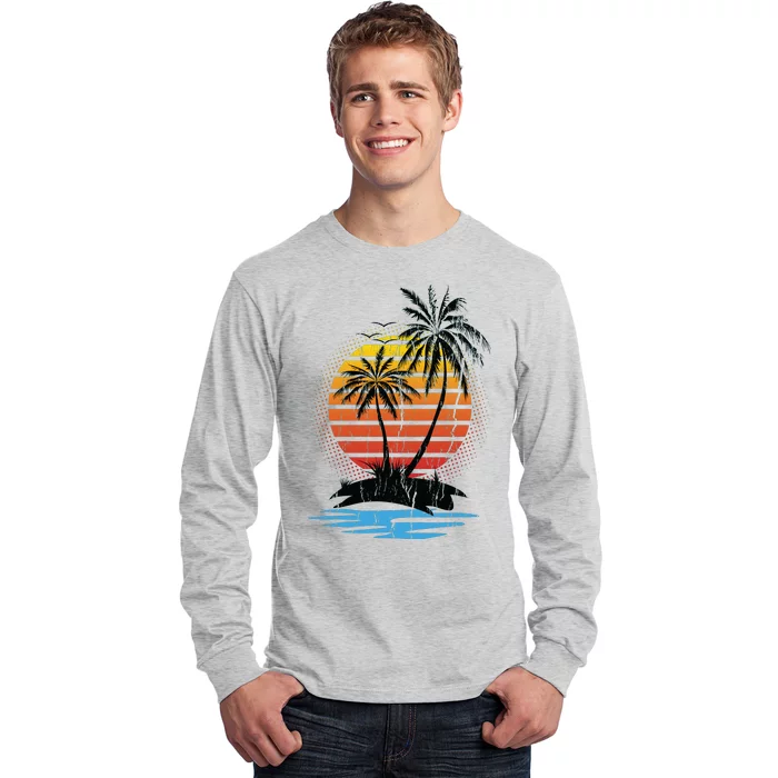 Retro Tropical Island Long Sleeve Shirt