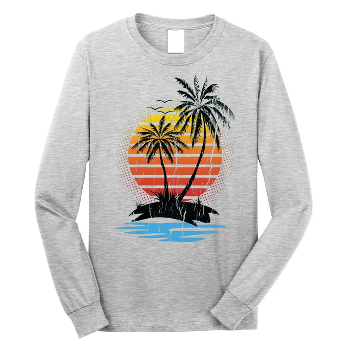 Retro Tropical Island Long Sleeve Shirt