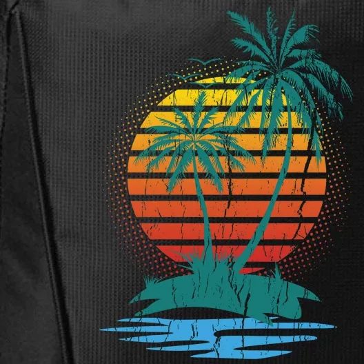 Retro Tropical Island City Backpack