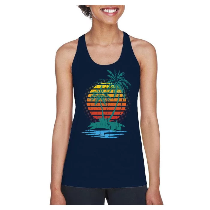 Retro Tropical Island Women's Racerback Tank