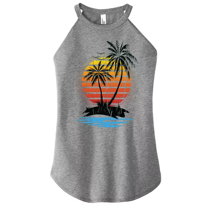 Retro Tropical Island Women’s Perfect Tri Rocker Tank