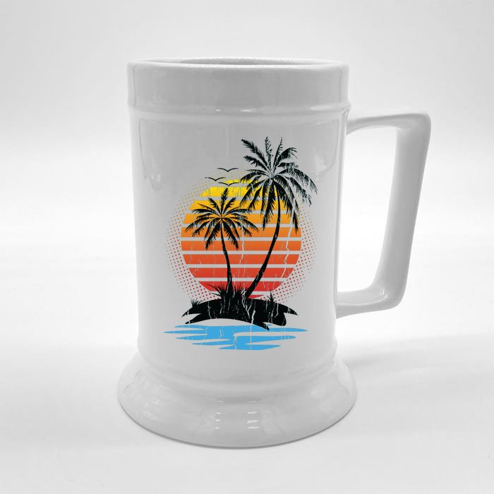 Retro Tropical Island Front & Back Beer Stein