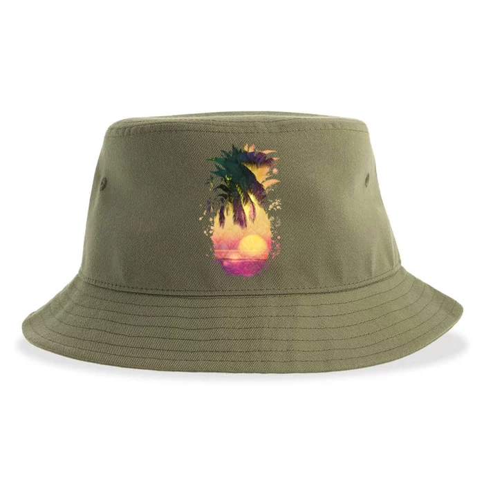 Retro Tropical Pineapple Sustainable Bucket Hat