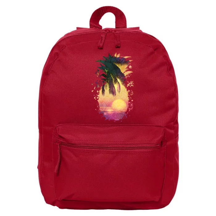 Retro Tropical Pineapple 16 in Basic Backpack