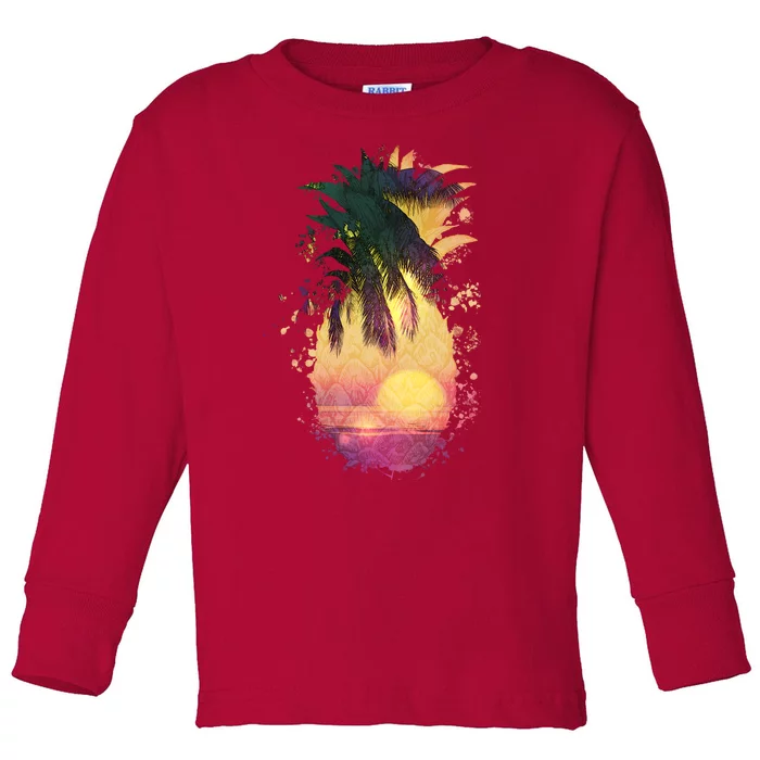 Retro Tropical Pineapple Toddler Long Sleeve Shirt