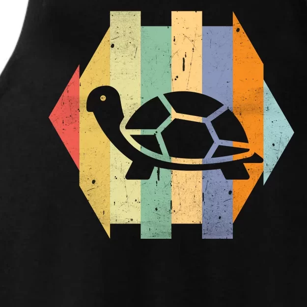 Retro Turtle Silhouette Ladies Tri-Blend Wicking Tank