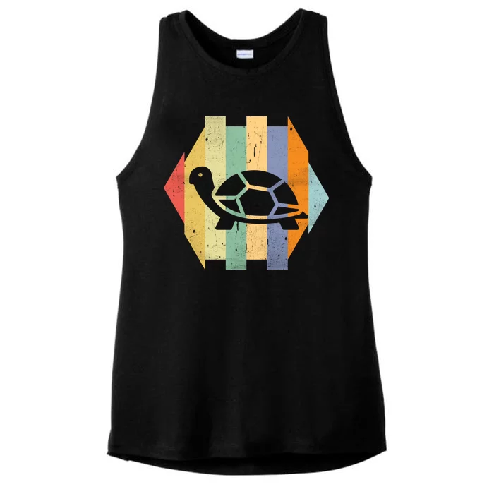 Retro Turtle Silhouette Ladies Tri-Blend Wicking Tank