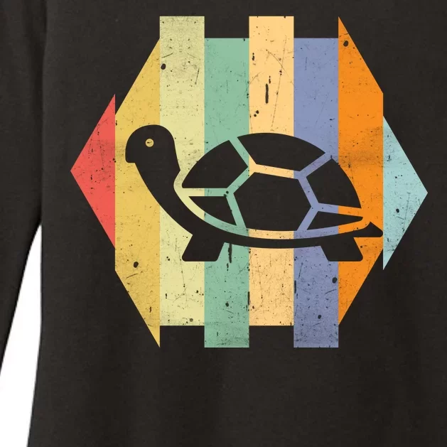 Retro Turtle Silhouette Womens CVC Long Sleeve Shirt