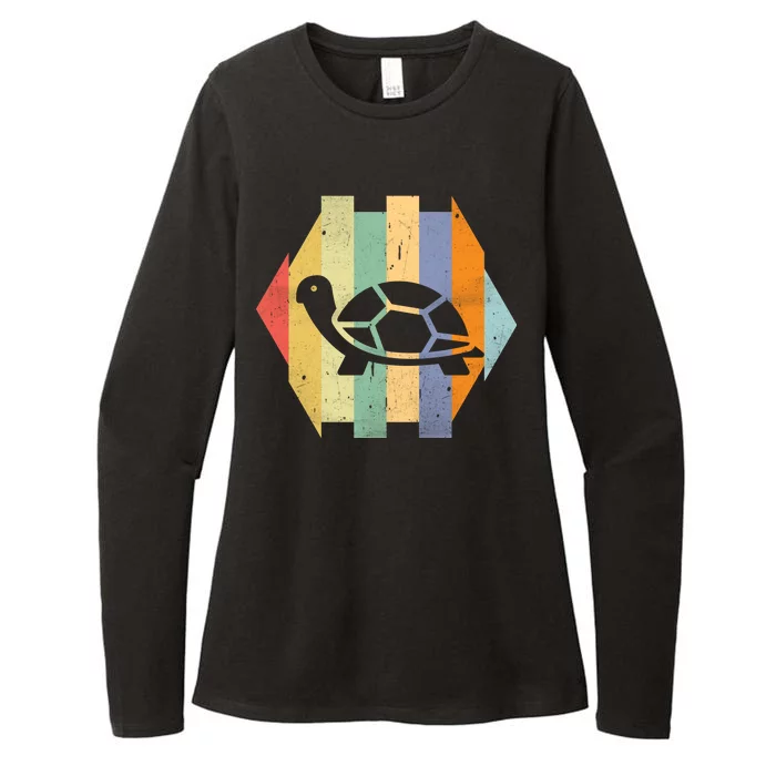 Retro Turtle Silhouette Womens CVC Long Sleeve Shirt