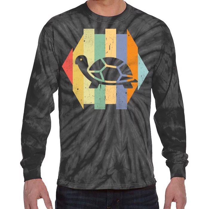 Retro Turtle Silhouette Tie-Dye Long Sleeve Shirt