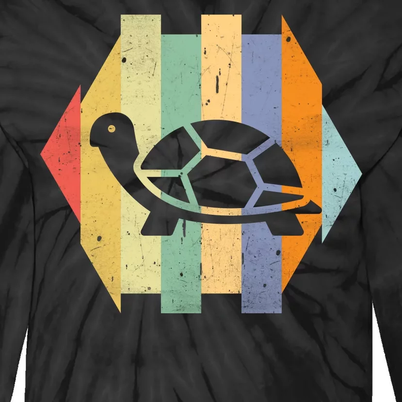 Retro Turtle Silhouette Tie-Dye Long Sleeve Shirt