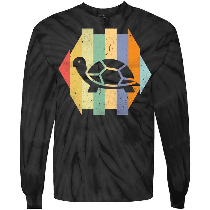 Retro Turtle Silhouette Tie-Dye Long Sleeve Shirt