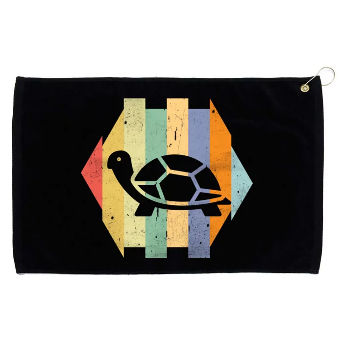 Retro Turtle Silhouette Grommeted Golf Towel