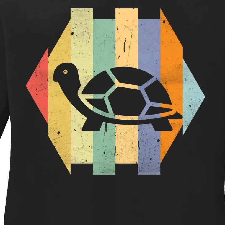 Retro Turtle Silhouette Ladies Long Sleeve Shirt