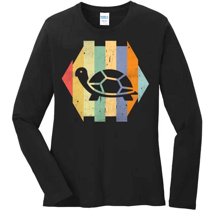 Retro Turtle Silhouette Ladies Long Sleeve Shirt