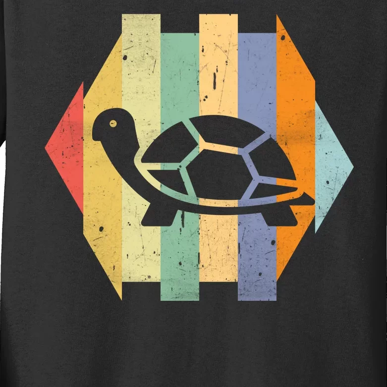 Retro Turtle Silhouette Kids Long Sleeve Shirt