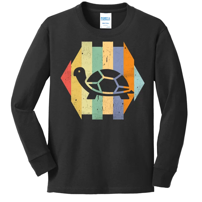 Retro Turtle Silhouette Kids Long Sleeve Shirt