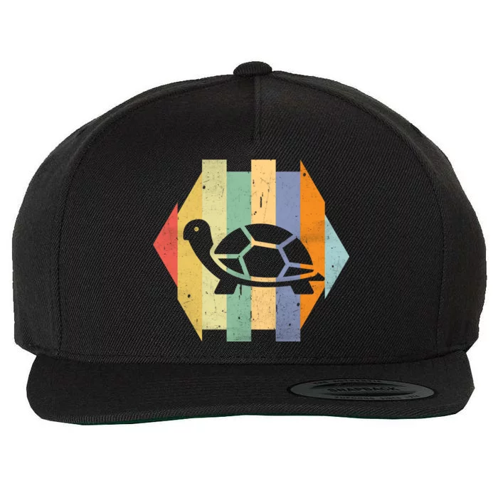 Retro Turtle Silhouette Wool Snapback Cap