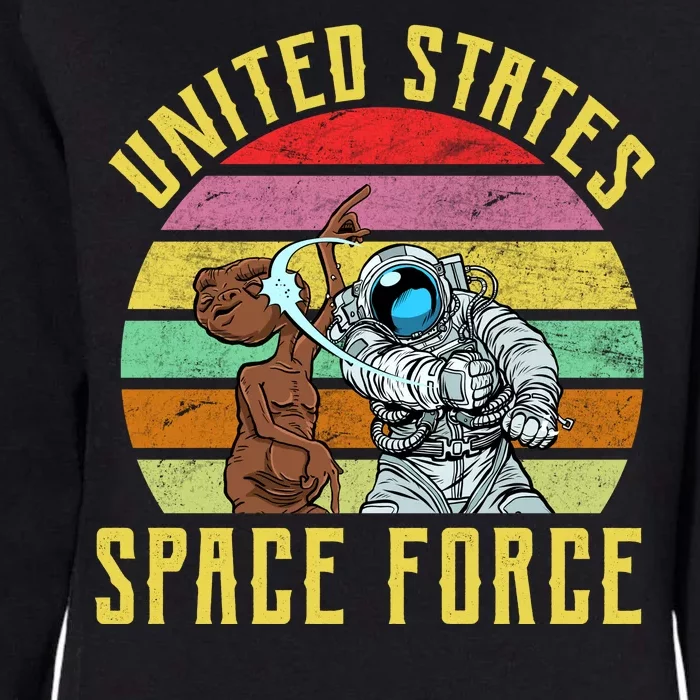 Retro United States Space Force Alien Womens California Wash Sweatshirt