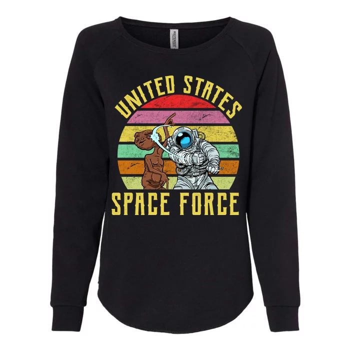 Retro United States Space Force Alien Womens California Wash Sweatshirt