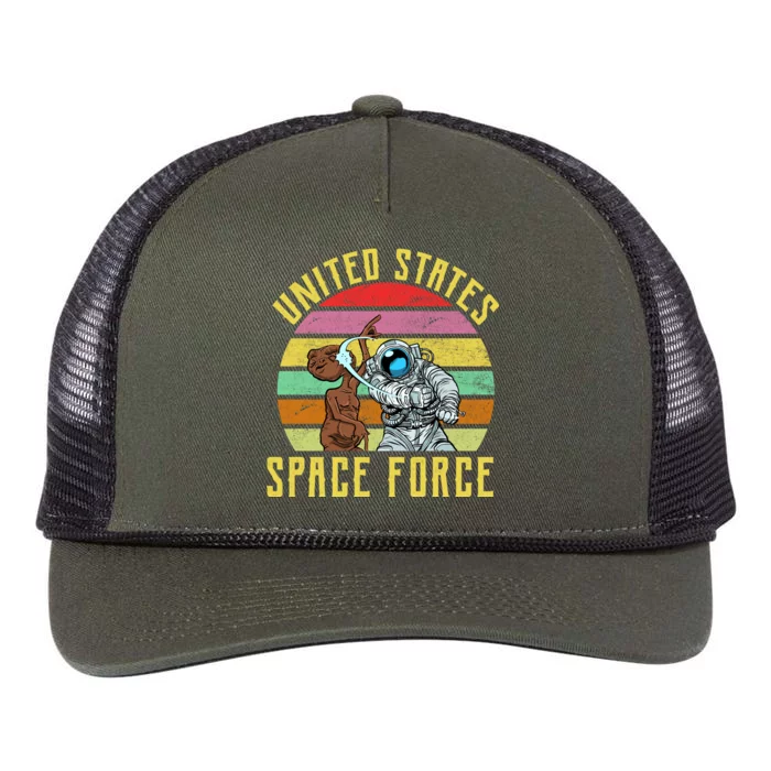 Retro United States Space Force Alien Retro Rope Trucker Hat Cap