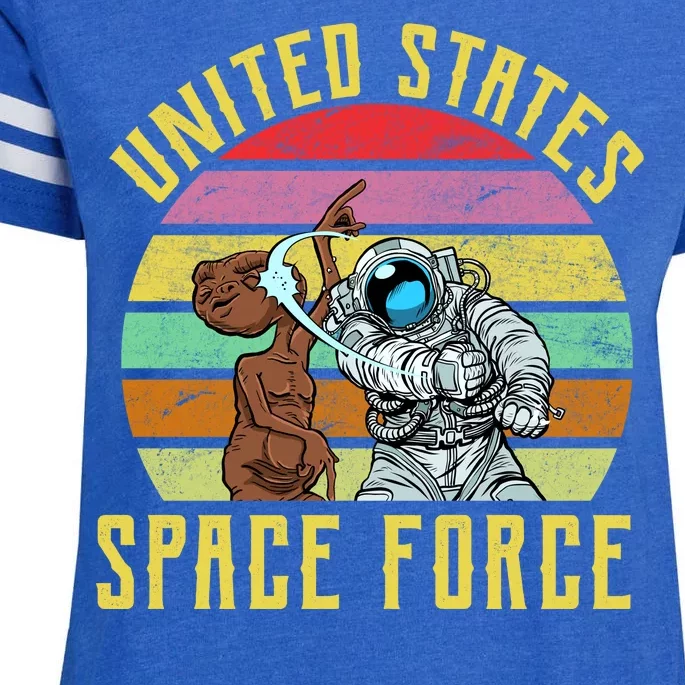 Retro United States Space Force Alien Enza Ladies Jersey Football T-Shirt