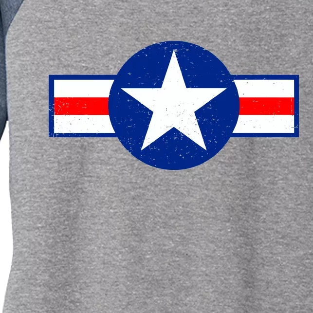 Retro US Army USA Star Logo Women's Tri-Blend 3/4-Sleeve Raglan Shirt