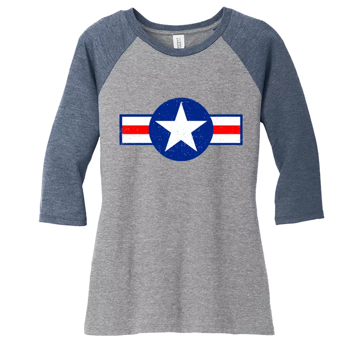 Retro US Army USA Star Logo Women's Tri-Blend 3/4-Sleeve Raglan Shirt