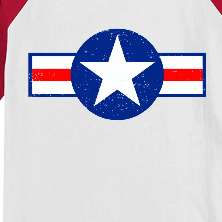 Retro US Army USA Star Logo Kids Colorblock Raglan Jersey