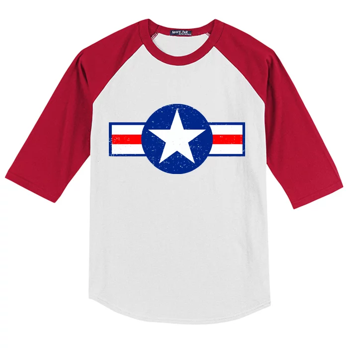 Retro US Army USA Star Logo Kids Colorblock Raglan Jersey