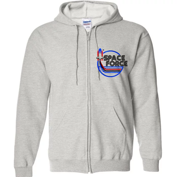 Retro USA American Space Force Emblem Full Zip Hoodie