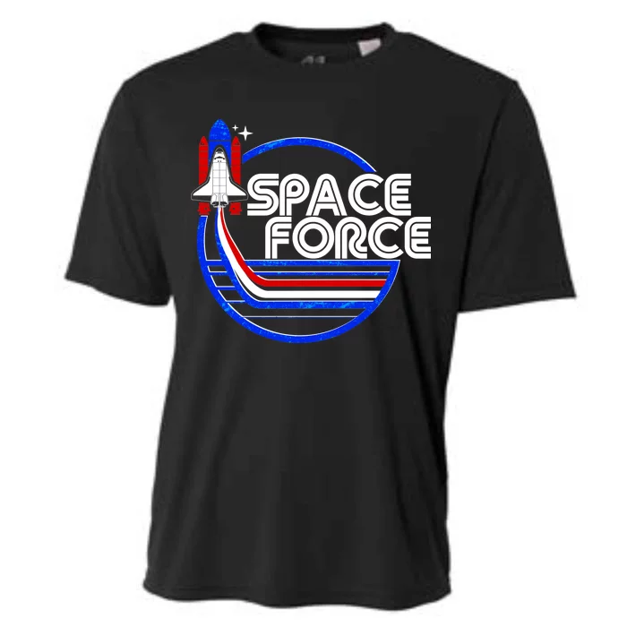 Retro USA American Space Force Emblem Cooling Performance Crew T-Shirt