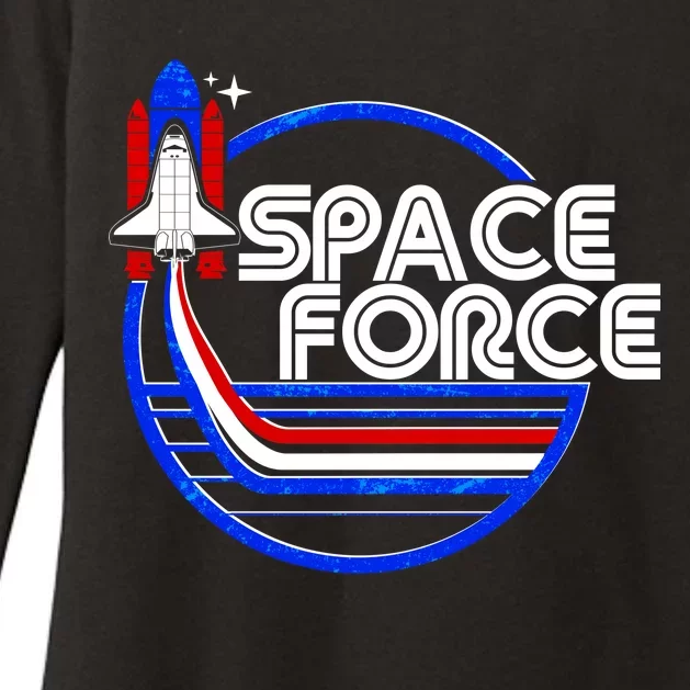 Retro USA American Space Force Emblem Womens CVC Long Sleeve Shirt