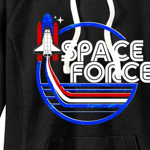 Retro USA American Space Force Emblem Women's Fleece Hoodie