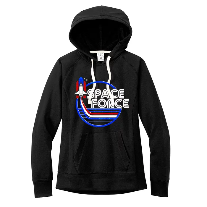 Retro USA American Space Force Emblem Women's Fleece Hoodie