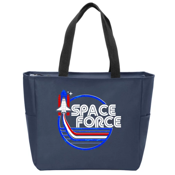 Retro USA American Space Force Emblem Zip Tote Bag