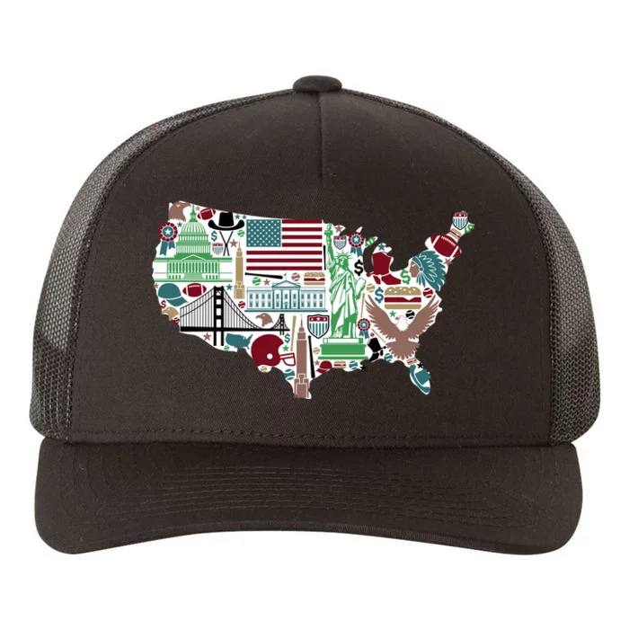 Retro USA State Map of America Yupoong Adult 5-Panel Trucker Hat