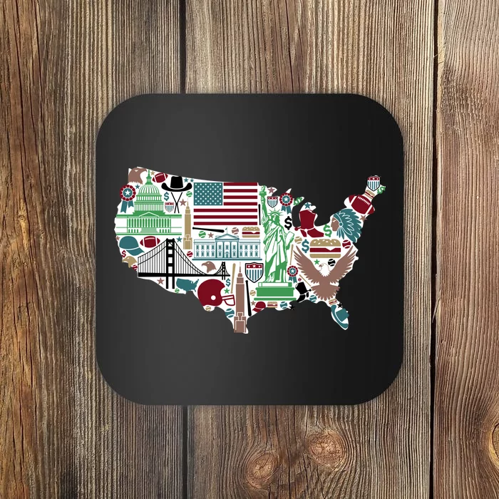 Retro USA State Map of America Coaster