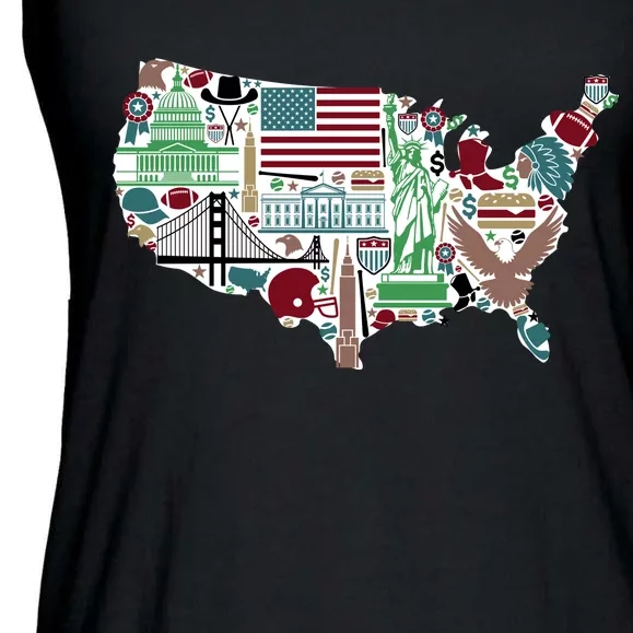 Retro USA State Map of America Ladies Essential Flowy Tank