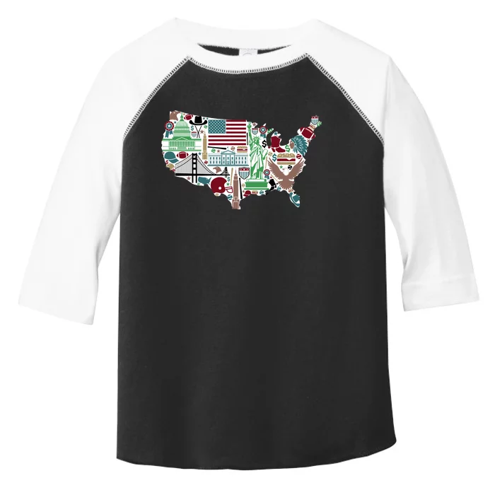 Retro USA State Map of America Toddler Fine Jersey T-Shirt