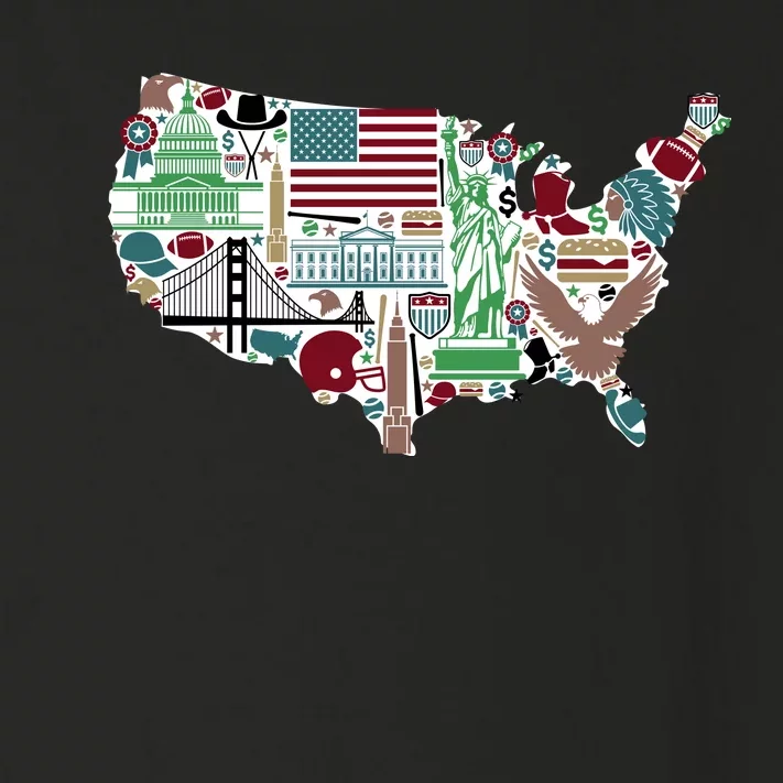 Retro USA State Map of America Toddler Long Sleeve Shirt