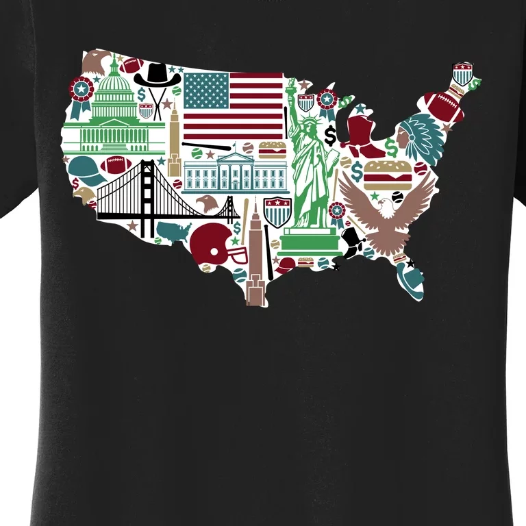 Retro USA State Map of America Women's T-Shirt