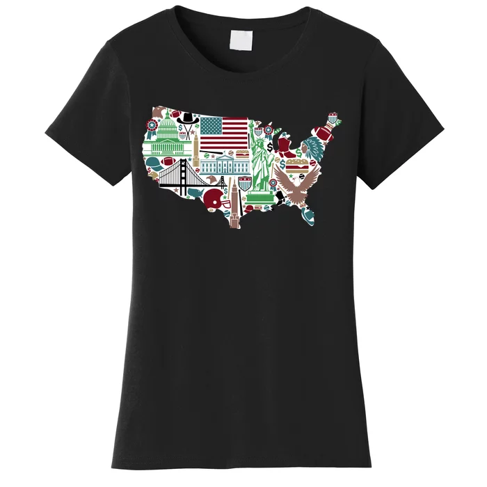 Retro USA State Map of America Women's T-Shirt