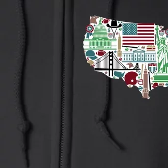 Retro USA State Map of America Full Zip Hoodie