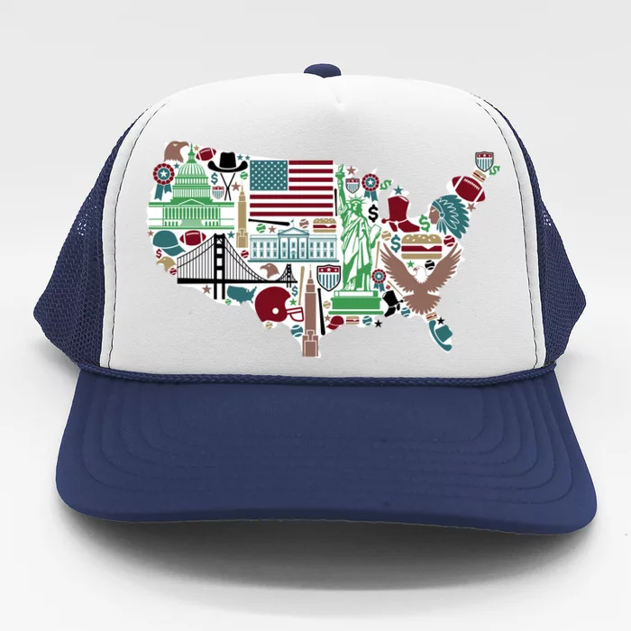 Retro USA State Map of America Trucker Hat