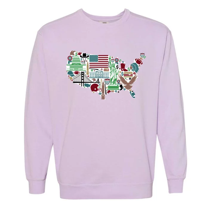 Retro USA State Map of America Garment-Dyed Sweatshirt