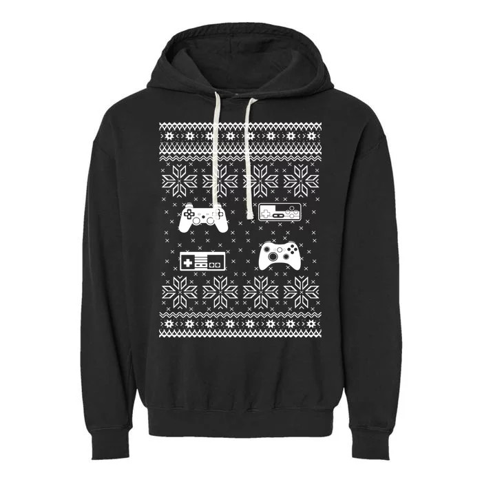 Retro Video Game Ugly Christmas Garment-Dyed Fleece Hoodie