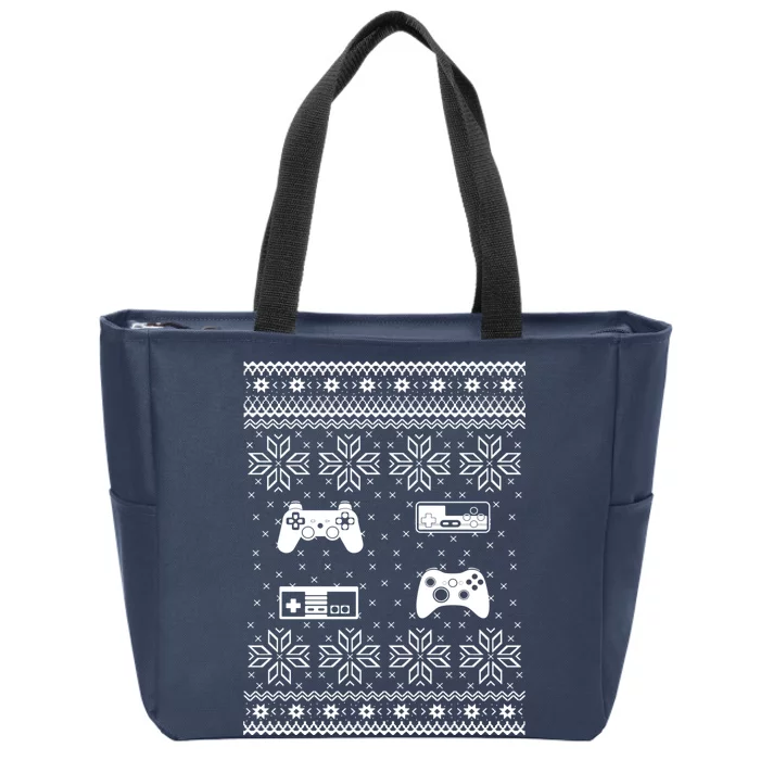 Retro Video Game Ugly Christmas Zip Tote Bag