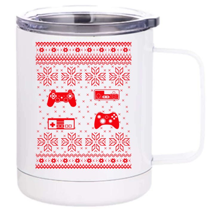 Retro Video Game Ugly Christmas Front & Back 12oz Stainless Steel Tumbler Cup