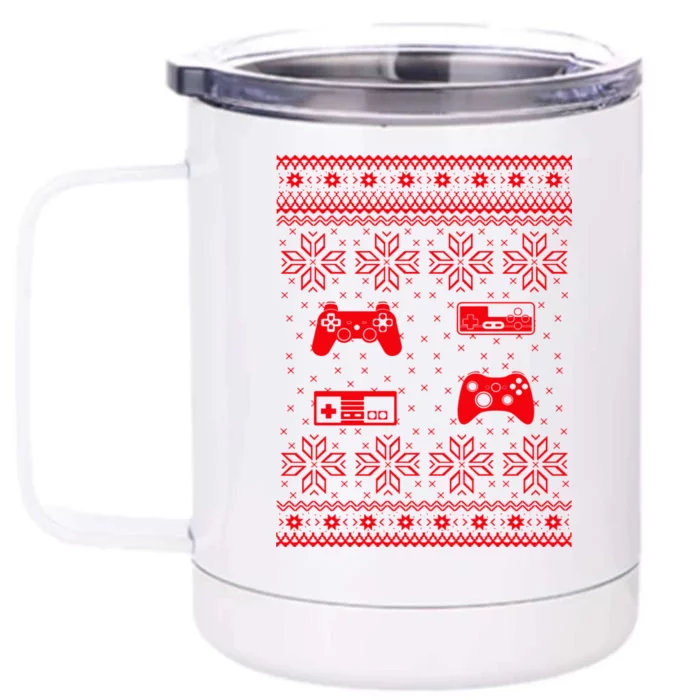 Retro Video Game Ugly Christmas Front & Back 12oz Stainless Steel Tumbler Cup